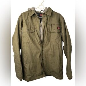 Wrangler Men's Army Green Quilted Lined Long Sleeve Shirt Jacket